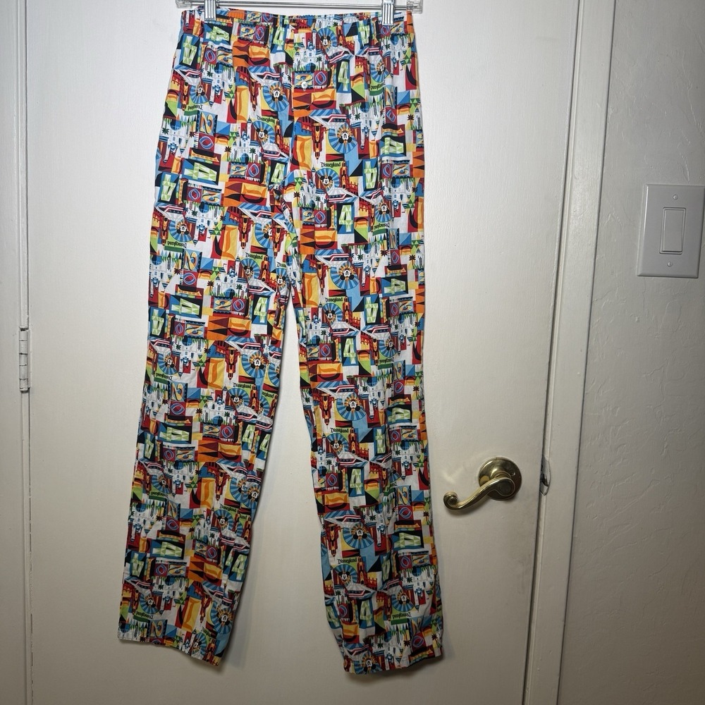 Disney Parks Pajama Pants Men's S, All over print 2014 Disneyland Mickey Castle